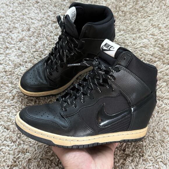 Nike Dunk Sky Hi Shoes Women’s Size 6 Black Wedge High Top Sneakers 644877-008 - Picture 1 of 11